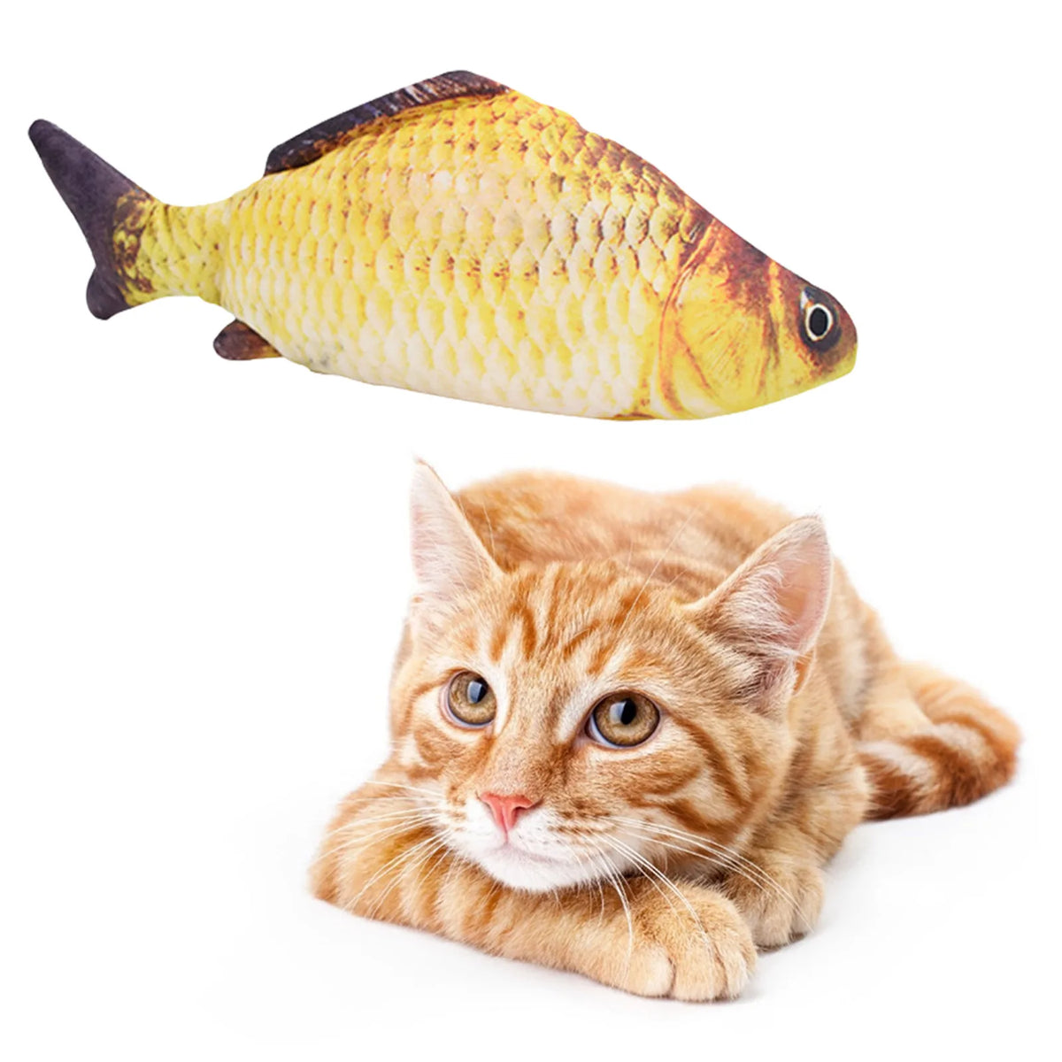 USB rechargeable floppy fish toy for cats and dogs, electronic plush pet toy from FanzyMarket, designed to entertain pets.