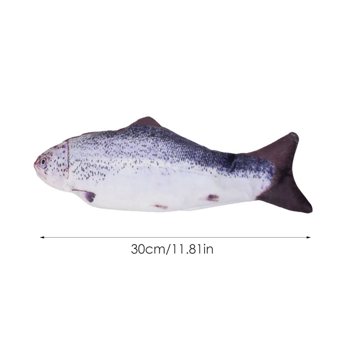 USB rechargeable floppy fish cat toy by FanzyMarket, plush electronic fish designed for interactive play with cats and dogs.