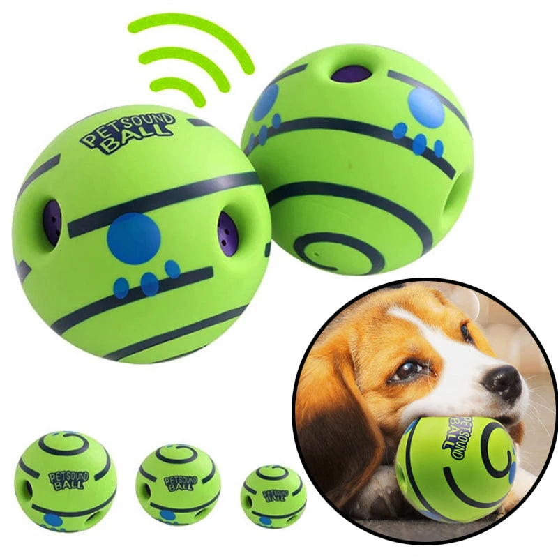 FanzyMarket Wobble Wag Giggle Ball, 11cm rubber dog toy for indoor and outdoor play, interactive no batteries pet toy