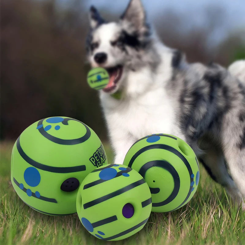 FanzyMarket Interactive Giggle Glow Dog Ball, 14cm no-battery play toy for small and large dogs, colorful and durable pet toy.