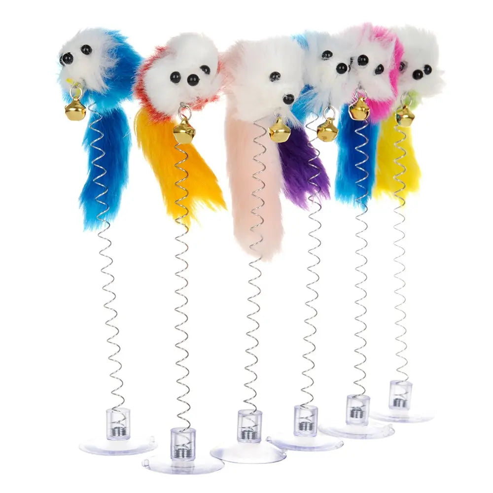 FanzyMarket interactive cat feather wand with sisal mouse and mini bell teaser toy, pet supplies for playful cats