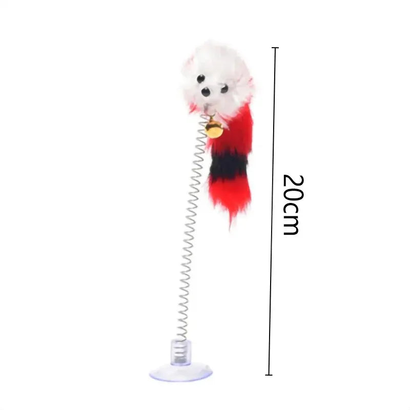 FanzyMarket interactive cat feather wand with sisal mouse and mini bell teaser toy, designed for playful cats and enriching pet play.