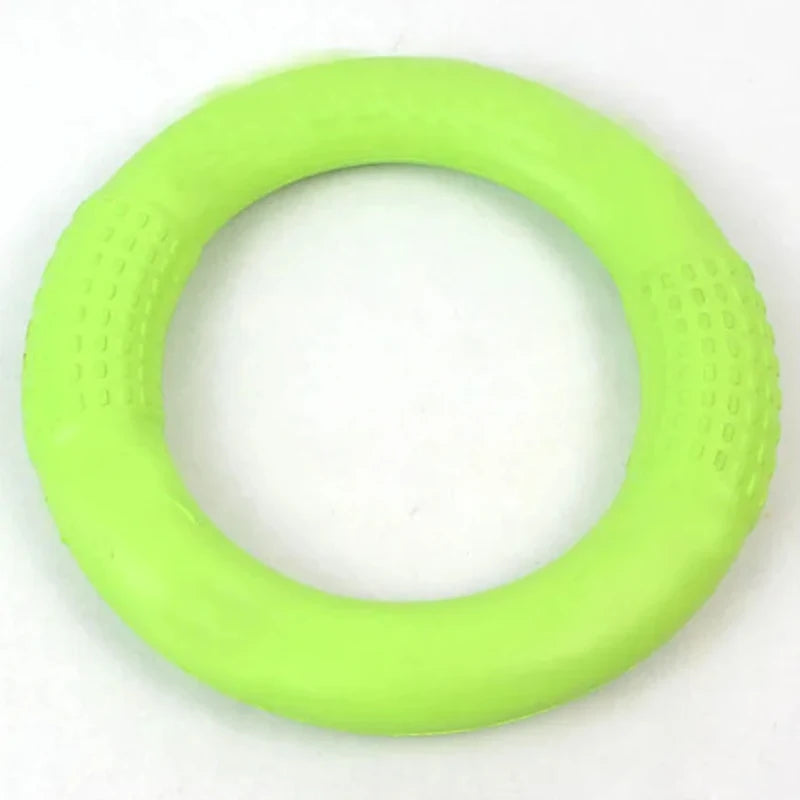 Orange FanzyMarket dog flying disc and training puller, durable EVA chew-resistant interactive toy for puppies and large dogs.