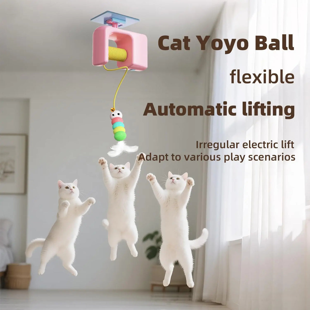 FanzyMarket rechargeable hanging door cat toy with flying bird, interactive and automatic, for hunting fun and stress relief in cats.