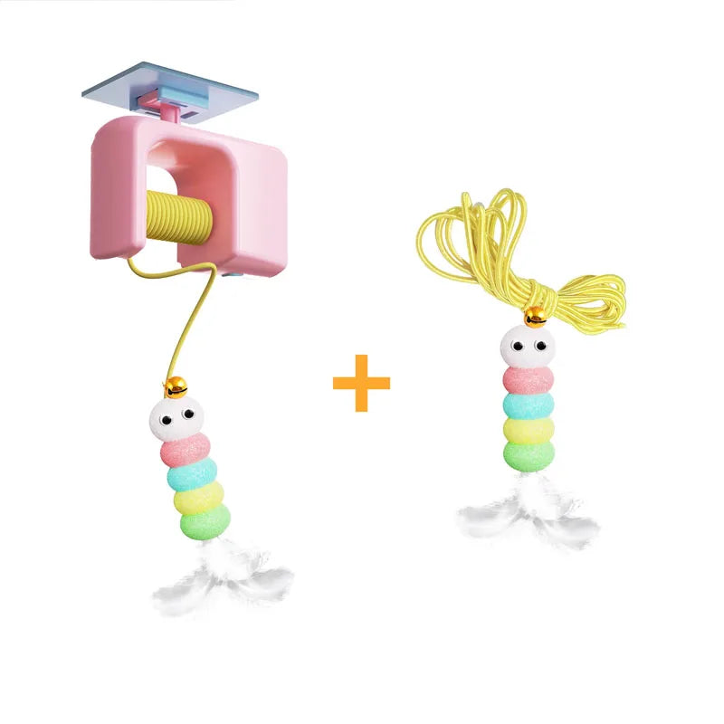 Rechargeable interactive hanging door cat toy by FanzyMarket featuring an automatic flying bird for cat hunting and stress relief.