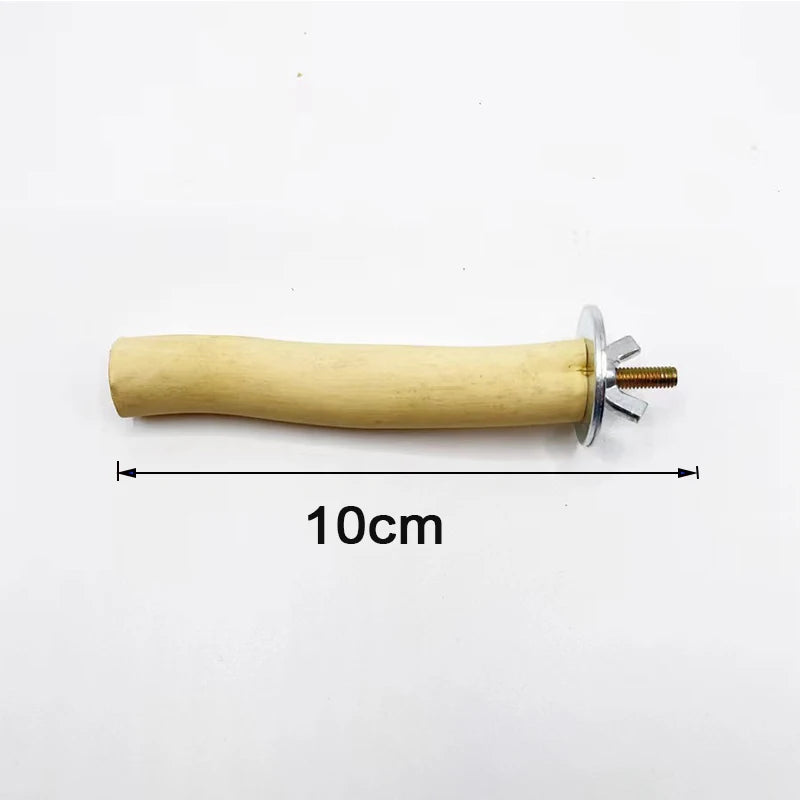 Natural wood parrot perch branch for hanging bird cage swing, available in multiple sizes, ideal for pet bird toys.