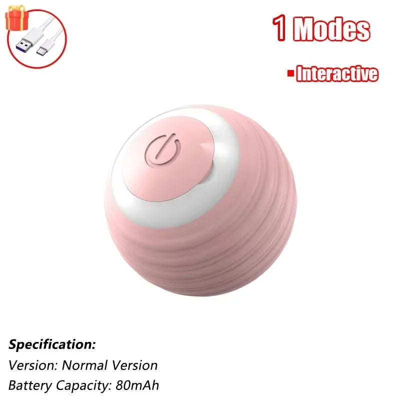 Two green rechargeable cat ball toys with faux fur tails, automatic rolling, USB-C charging, designed for cats and small dogs.