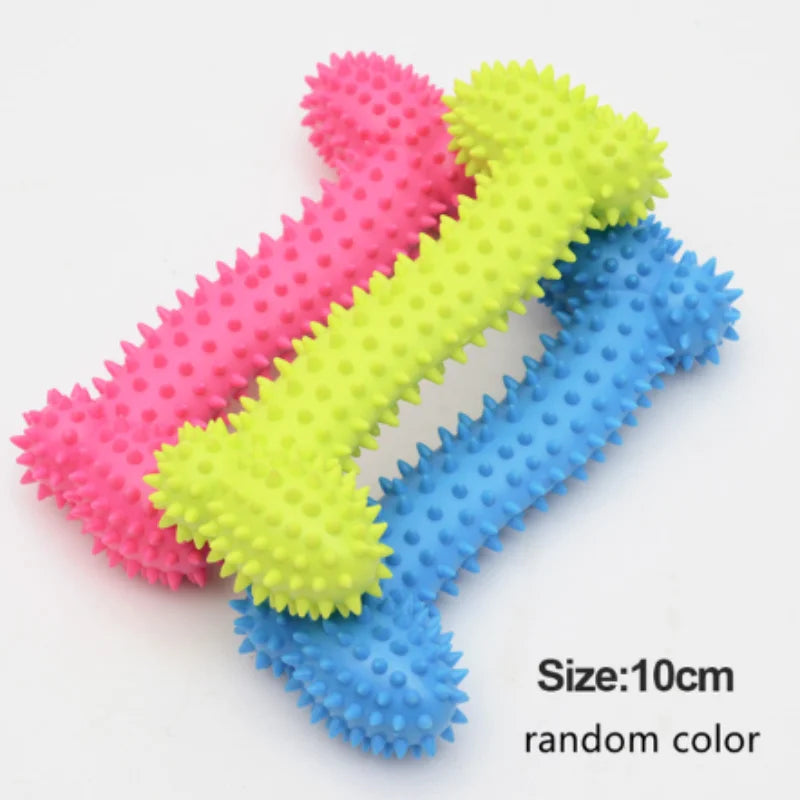 Durable rubber bone chew toy for small dogs by FanzyMarket, bite-resistant and ideal for teeth cleaning and training.
