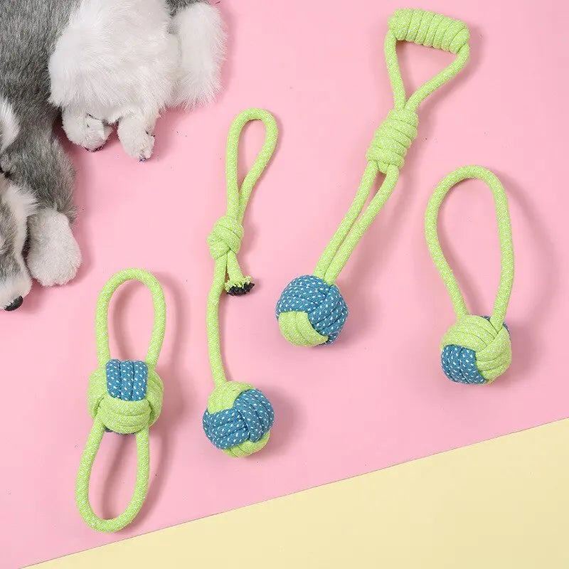 FanzyMarket bite-resistant rope knot chew toy set for dogs and cats, ideal for teeth cleaning and boredom relief in multiple pack options.