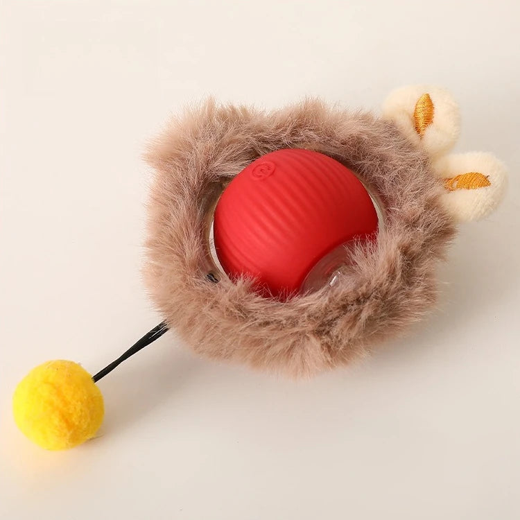 FanzyMarket rechargeable self-moving rolling ball cat toy for kittens and cats, interactive indoor pet toy with colorful design.