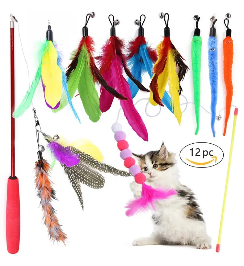 Foldable FanzyMarket cat tunnel play tent with mouse-shaped balls and fish toys for kittens, designed for pet entertainment.