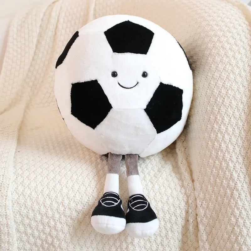 Plush football and basketball pet toy pillow for dogs and cats, 25-28 cm, interactive ball from FanzyMarket.