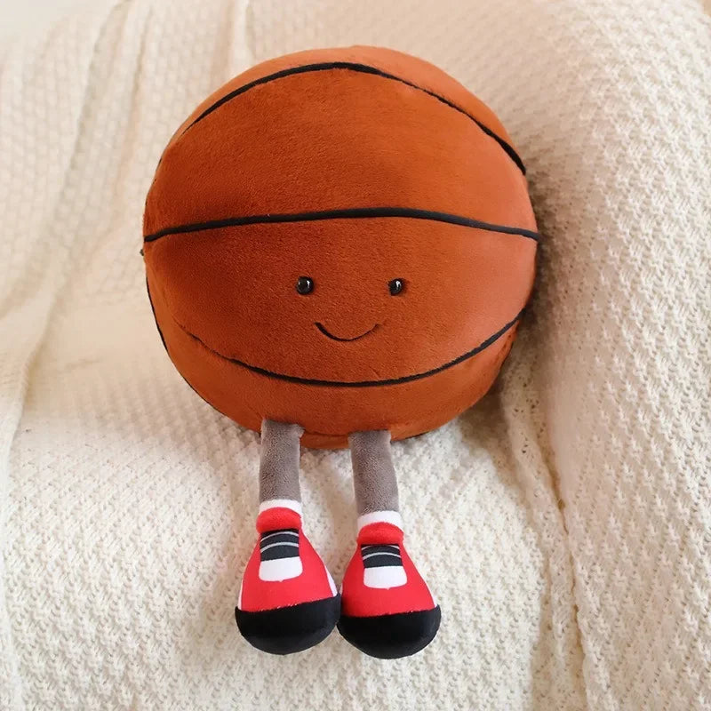 FanzyMarket plush football and basketball pet toy pillow for dogs and cats, 25-28 cm, interactive ball for play and comfort