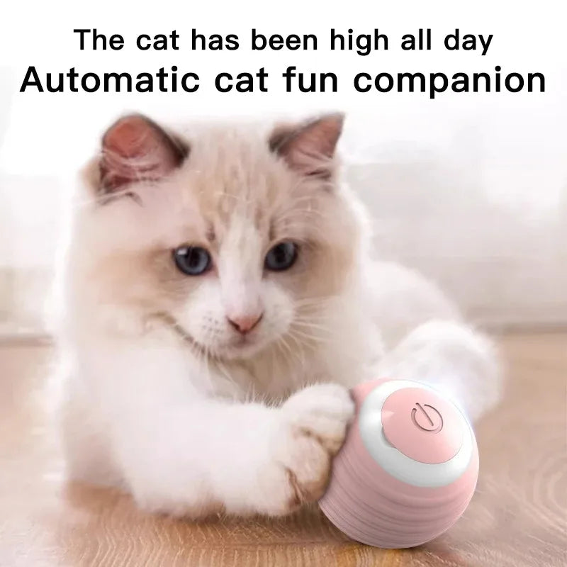 Blue FanzyMarket automatic interactive rolling cat ball toy with self-moving electronic design for engaging pet play.