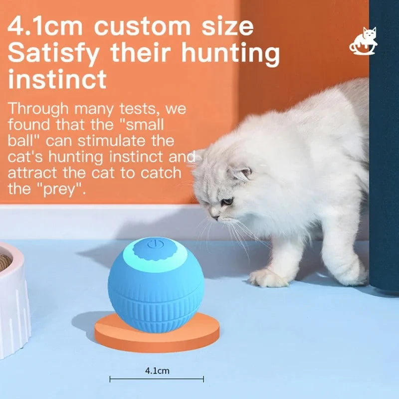 FanzyMarket automatic interactive rolling cat ball toy for kittens, blue electronic pet toy that moves on its own for feline entertainment