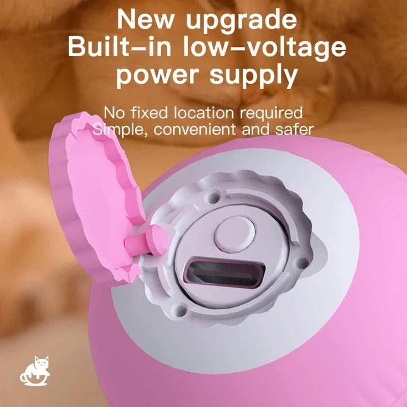 Blue FanzyMarket automatic interactive rolling cat ball toy for kittens, self-moving electronic pet toy for entertainment.
