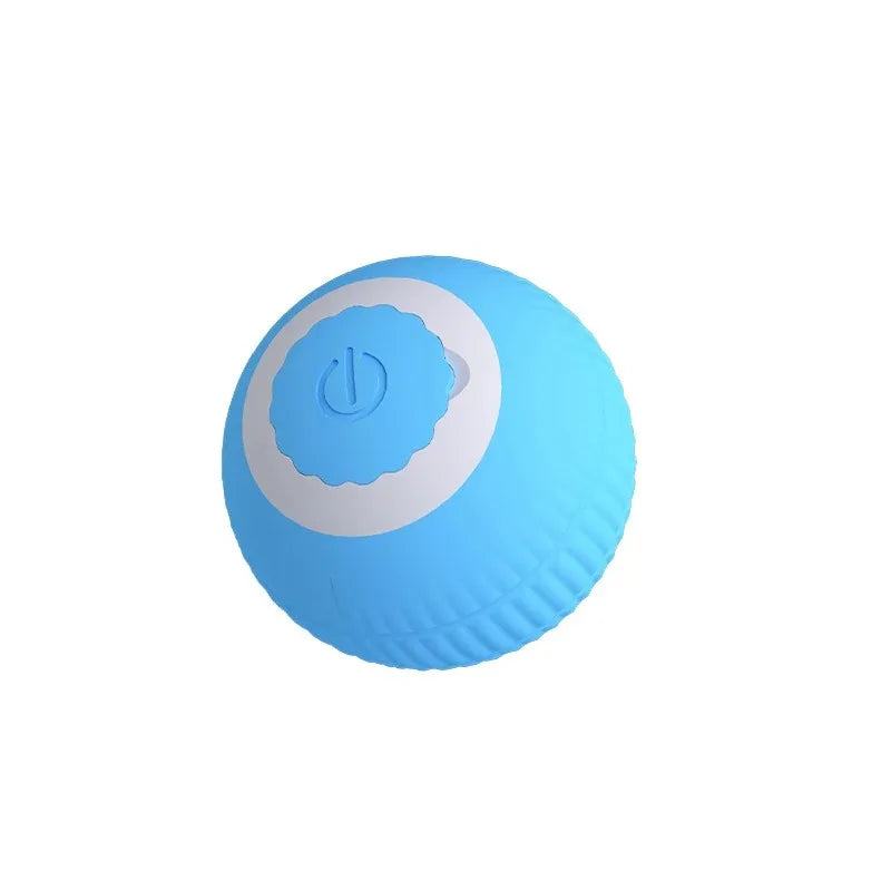 Blue FanzyMarket automatic interactive rolling cat ball toy for kittens, self-moving electronic pet toy with playful motion.