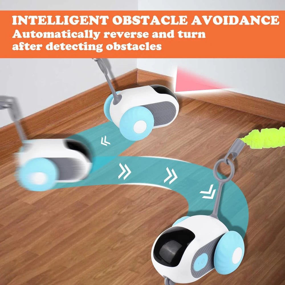 Blue FanzyMarket automatic smart cat toy car with remote control and moving features, designed for cats and small dogs.