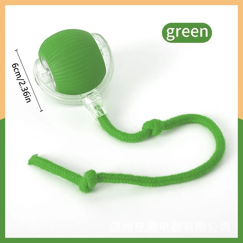 FanzyMarket automatic rechargeable cat toy ball with plush tail, motion-activated interactive rolling teaser for pets.