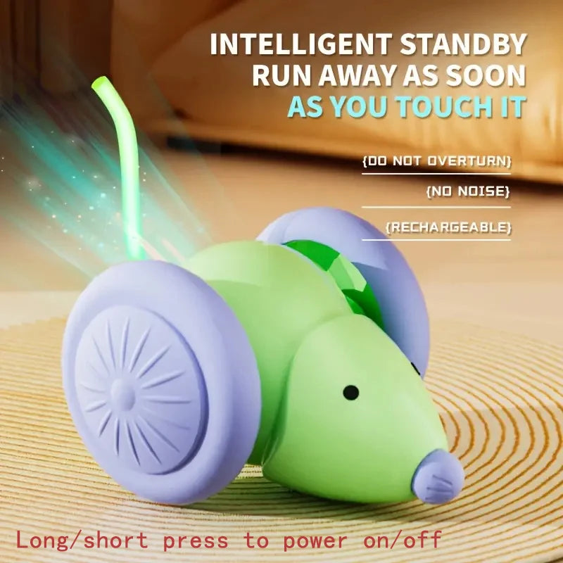 FanzyMarket automatic rechargeable cat toy ball with plush tail, motion-activated and rolling, USB-C rechargeable for interactive pet fun.