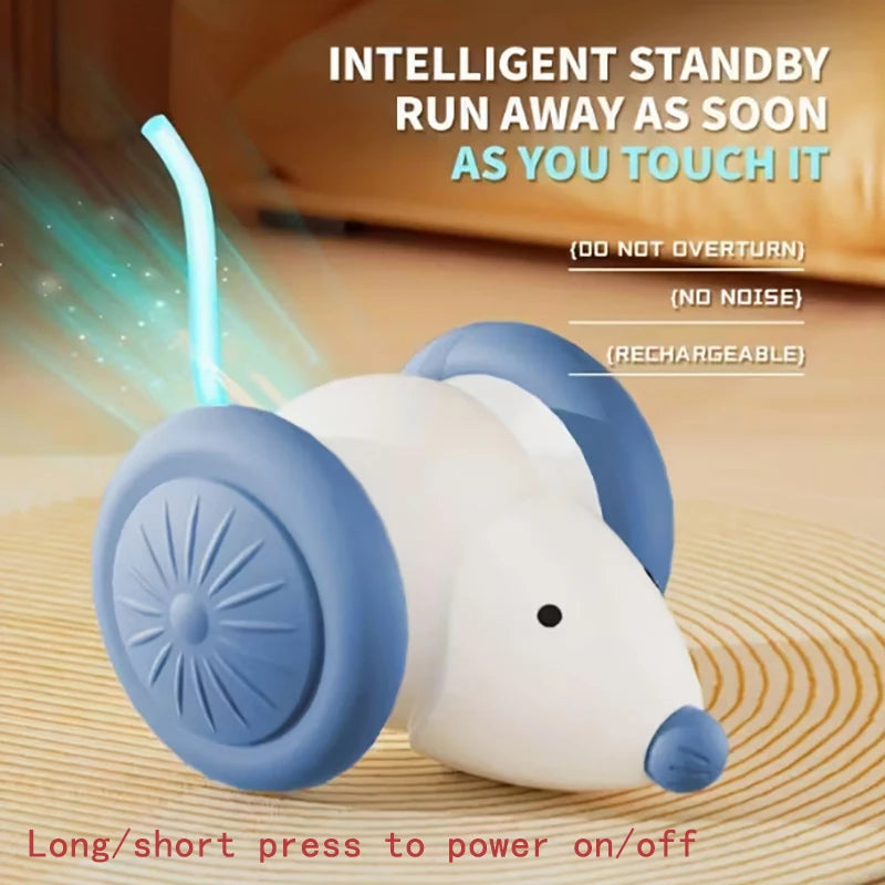 FanzyMarket automatic rechargeable cat toy ball with plush tail, motion-activated, interactive rolling teaser for playful cats.