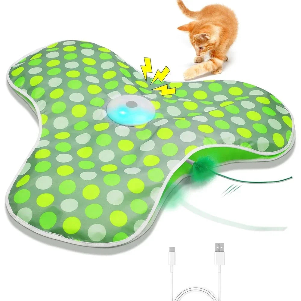 FanzyMarket interactive hide and seek cat toy with squeaky mouse and concealed feather wand, motion-activated and USB rechargeable.