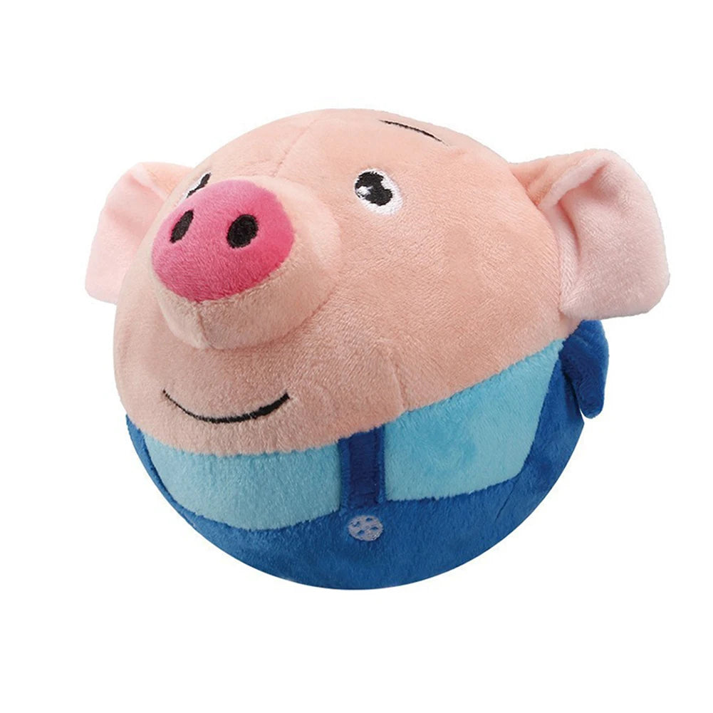 FanzyMarket plush bouncing dog toy, 5.9 inches, interactive squeaky self-moving bite-resistant toy for small and medium dogs.