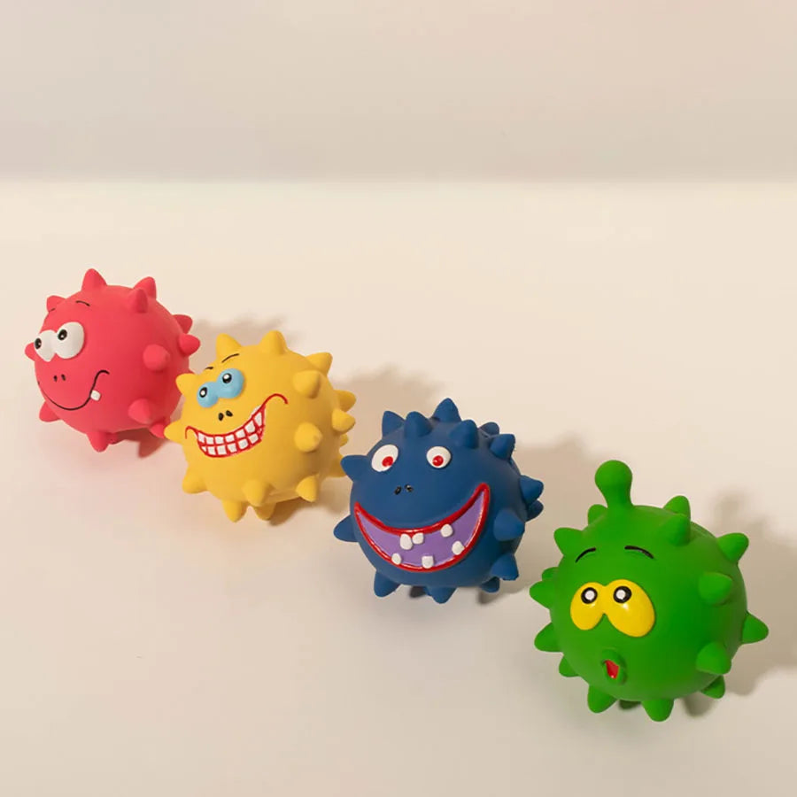 FanzyMarket squeaky thorn dog chew toy made of bite-resistant rubber, 3-inch molar cleaner for puppies and small dogs.