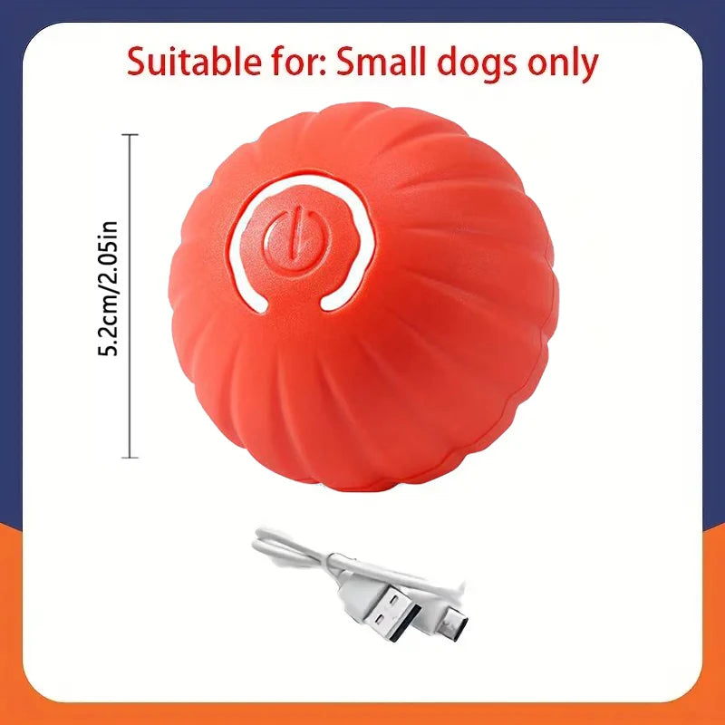 FanzyMarket automatic interactive dog toy ball, USB rechargeable rolling bouncing chew toy for puppies and large dogs, 5.2cm and 6.7cm.