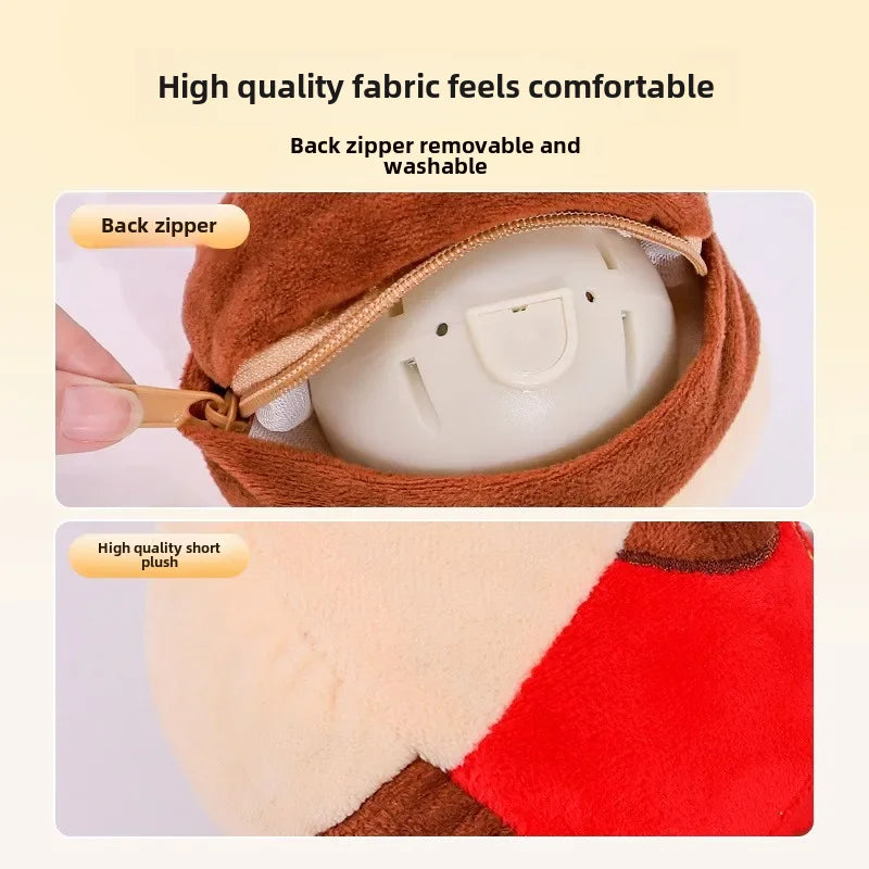 FanzyMarket USB rechargeable plush dog toy featuring a cartoon clown pig, electric jumping puzzle ball with music for pet play.