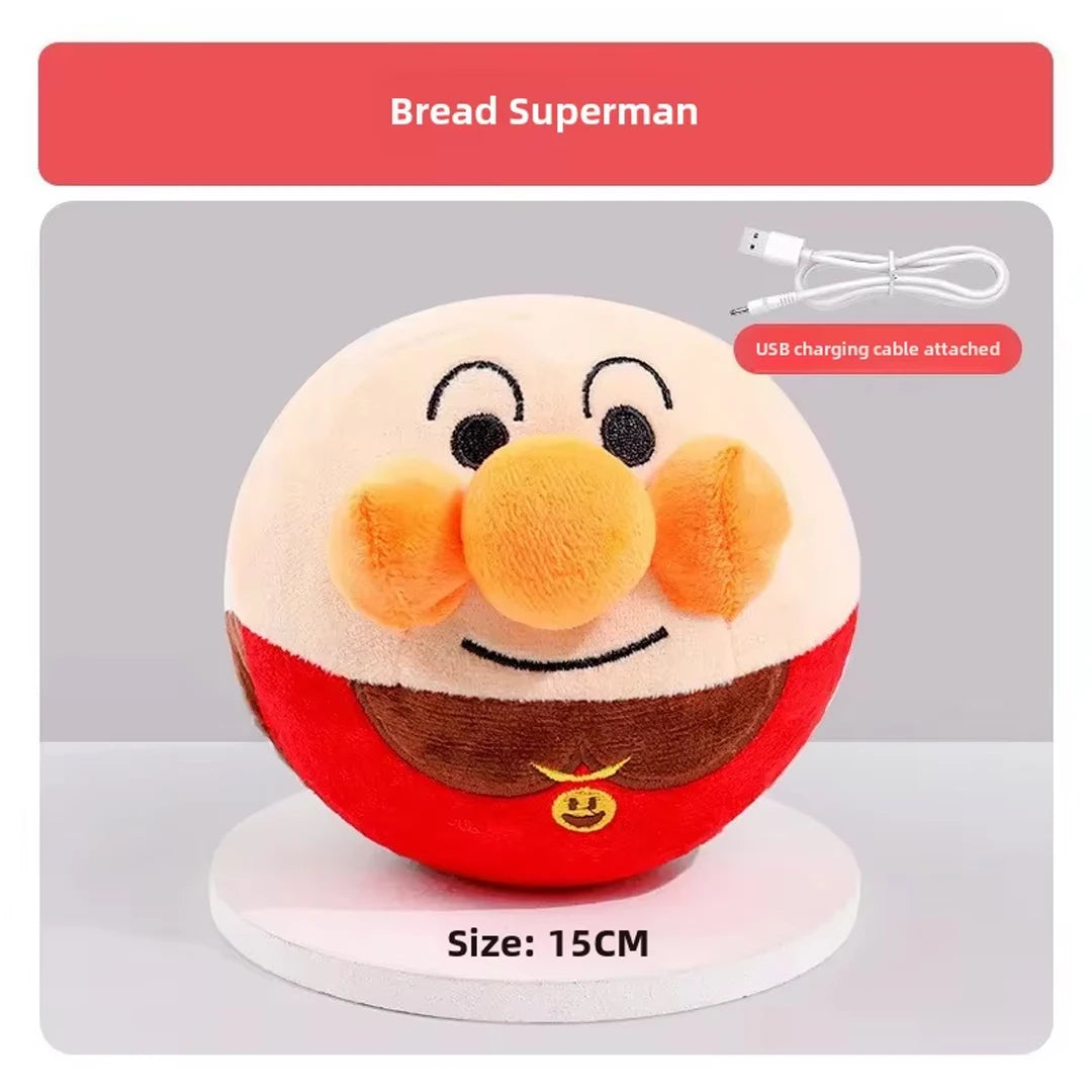 FanzyMarket USB rechargeable plush dog toy featuring a cartoon clown pig, electric jumping puzzle ball with music for pets.