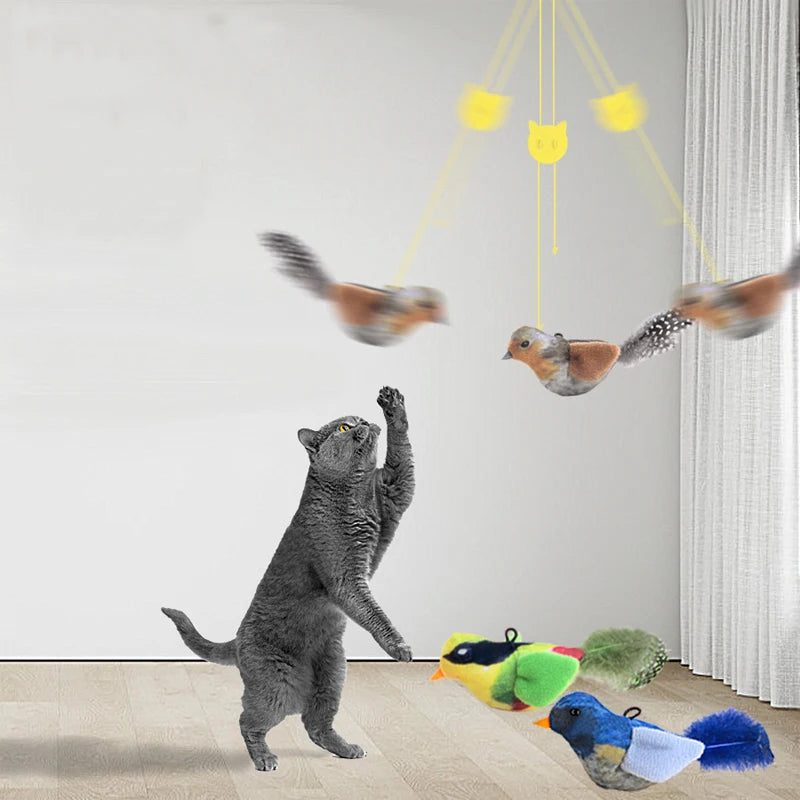 FanzyMarket plush bird cat toy with feathers and catnip simulation, designed for cats and kittens in pet supplies and toys.