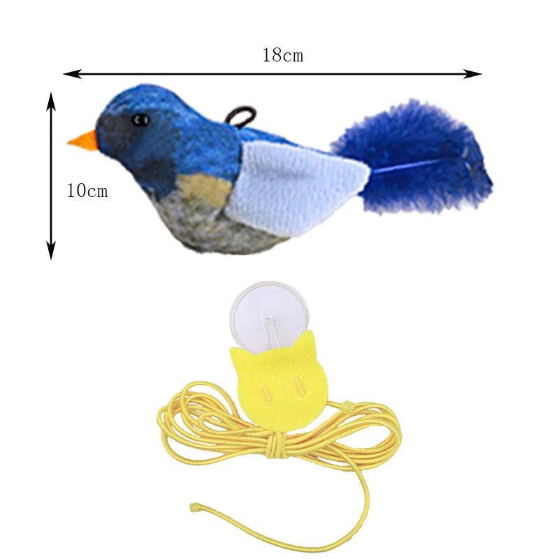 FanzyMarket plush bird cat toy with feathers and catnip simulation, designed for cats and kittens to play and chase.