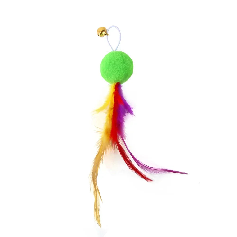 FanzyMarket interactive cat feather toy refill kit with feather birds, faux worm, foam ball, and bell for kittens.