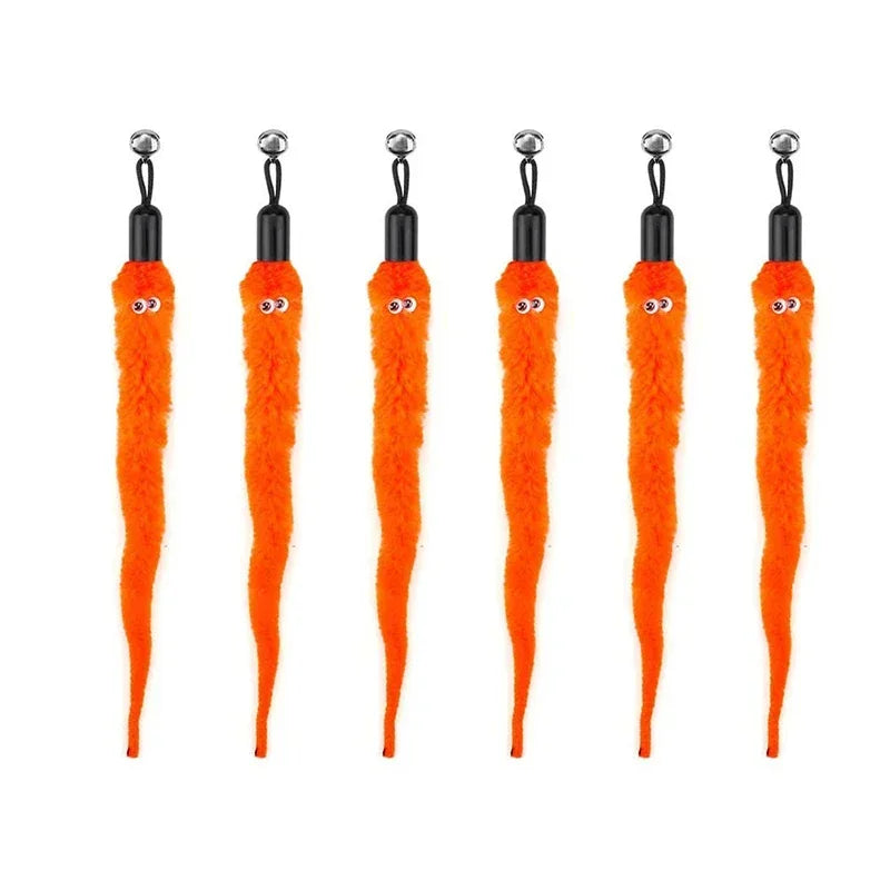 FanzyMarket interactive cat feather toy refill kit with feather birds, faux worm, foam ball, and bell for kittens, pet supplies.