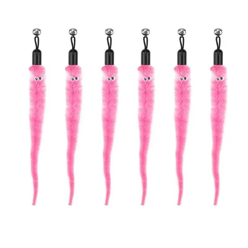 FanzyMarket interactive cat feather toy refill kit with feather birds, faux worm, foam ball, and bell, for kittens' play and exercise.