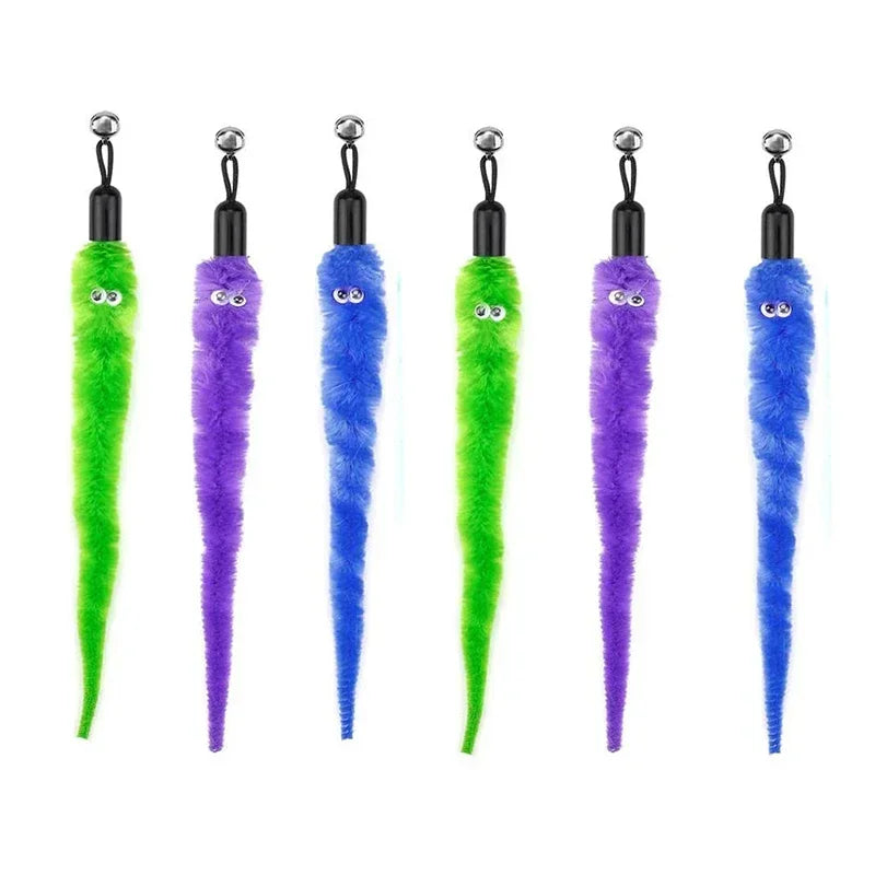 FanzyMarket interactive cat feather toy refill kit with feather birds, faux worm, foam ball, and bell for kittens.
