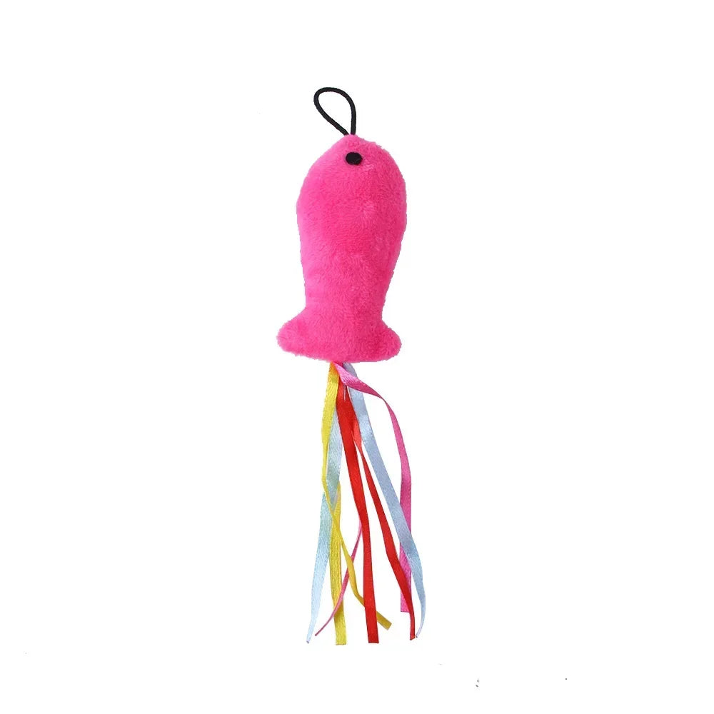 FanzyMarket interactive cat feather toy refill kit with feather birds, faux worm, foam ball, and bell for kittens.
