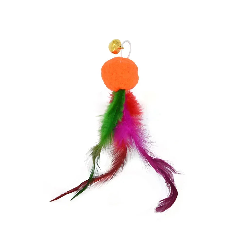 FanzyMarket interactive cat feather toy refill kit with feather birds, faux worm, foam ball, and bell for kittens.