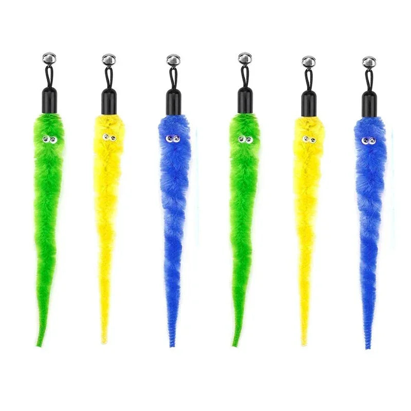 FanzyMarket interactive cat feather toy refill kit with feather birds, faux worm, foam ball, and bell for kittens.