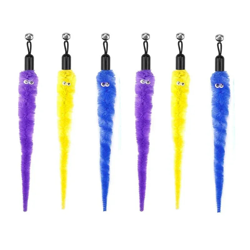 FanzyMarket interactive cat feather toy refill kit with feather birds, faux worm, foam ball, and bell for kittens.