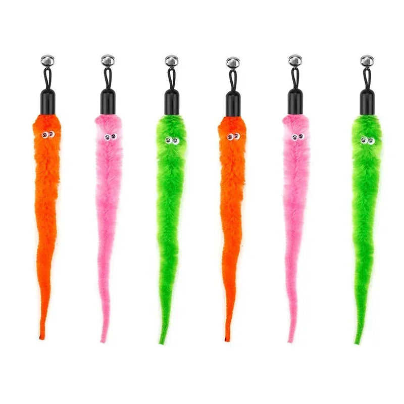 FanzyMarket interactive cat feather toy refill kit with feather birds, faux worm, foam ball, and bell for kittens.