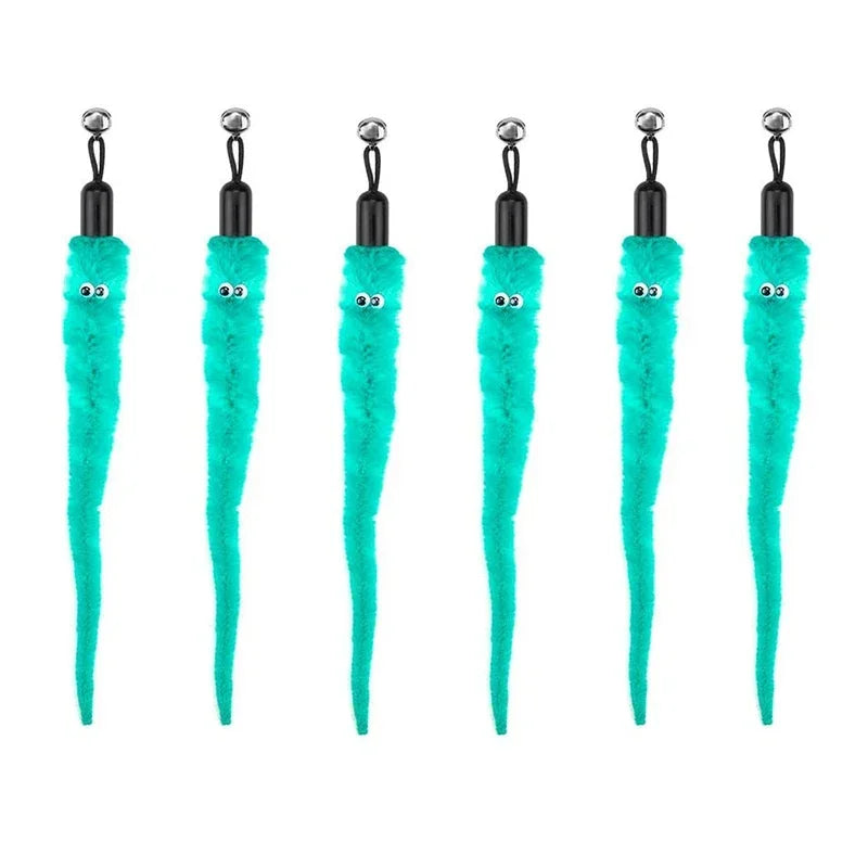 FanzyMarket interactive cat feather toy refill kit with feather birds, faux worm, foam ball, and bell for kittens.
