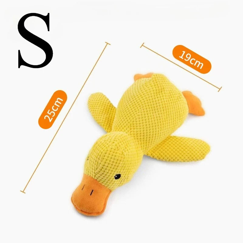 FanzyMarket fleece dog chew toy featuring a plush duck design, ideal for small puppies' teething and tug play.