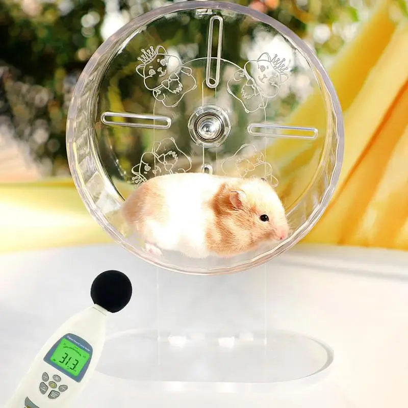 Silent transparent acrylic hamster wheel, 7.1 inches, for exercise, designed for hamsters and gerbils, by FanzyMarket.