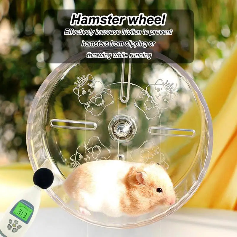 FanzyMarket transparent acrylic hamster wheel, 7.1 inches, designed for hamsters and gerbils, promoting exercise and activity.
