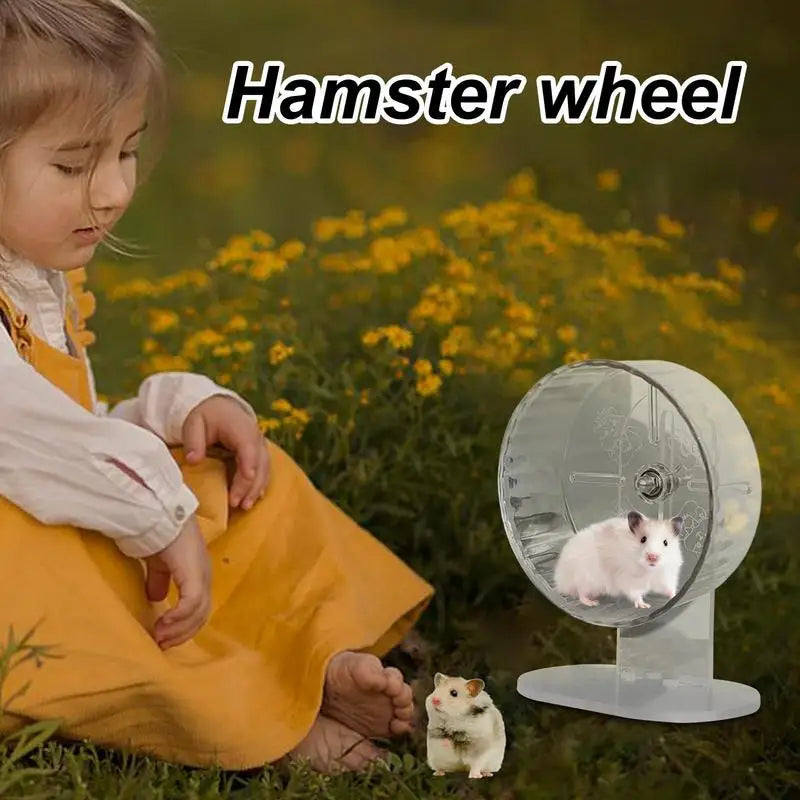 FanzyMarket transparent acrylic hamster wheel, 7.1-inch exercise wheel for hamsters and gerbils, suitable for pet activity and play.
