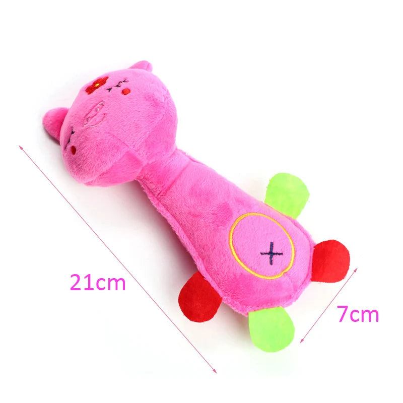 Durable plush squeaky dog chew toy in animal shape for small dogs like Chihuahua, Yorkie, and Bichon by FanzyMarket.