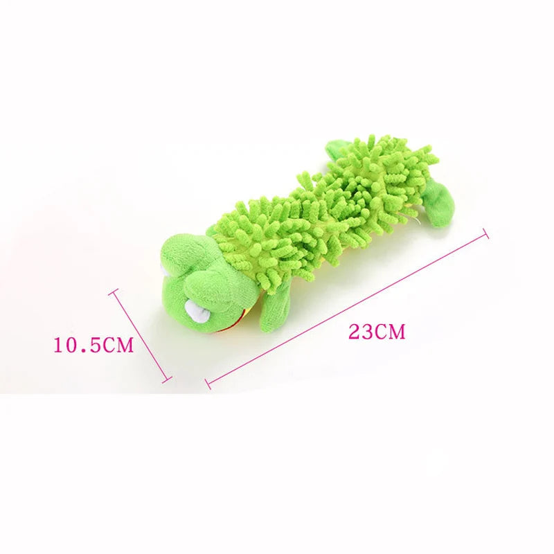 Durable plush squeaky dog chew toy in animal shape for small breeds like Chihuahua, Yorkie, and Bichon from FanzyMarket.