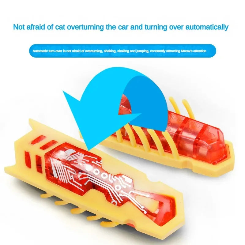 FanzyMarket interactive battery-operated cat toy beetle for kittens, green and black with automatic vibration and obstacle avoidance.